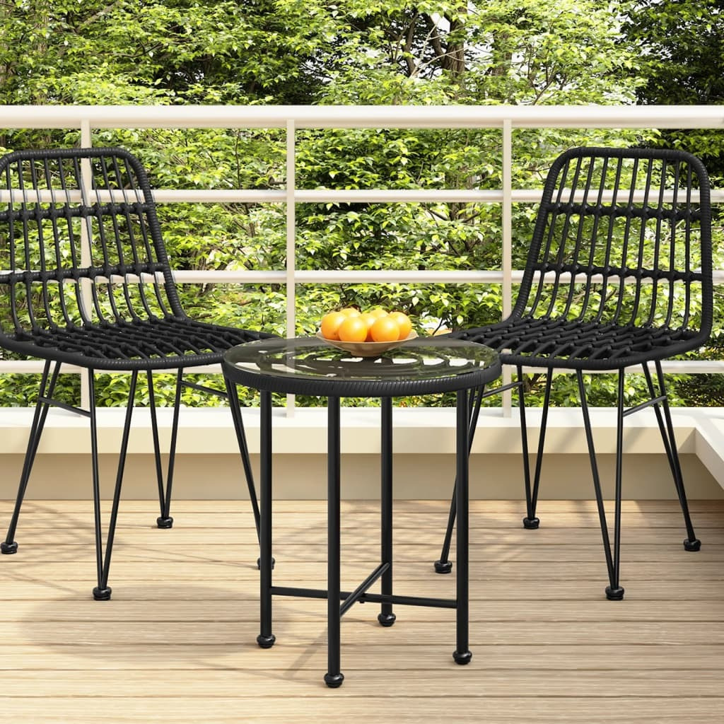 vidaXL Dining Table Black 19.7&quotTempered Glass and Steel