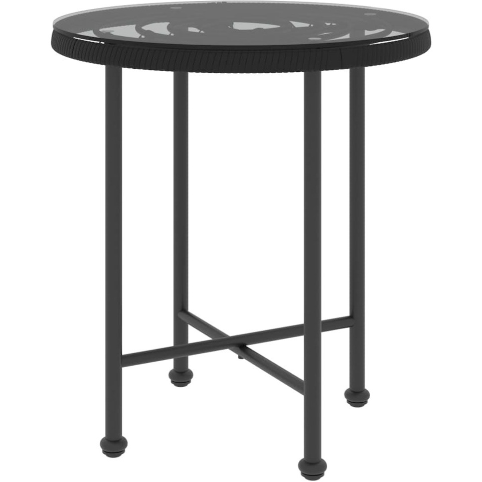 vidaXL Dining Table Black 19.7&quotTempered Glass and Steel