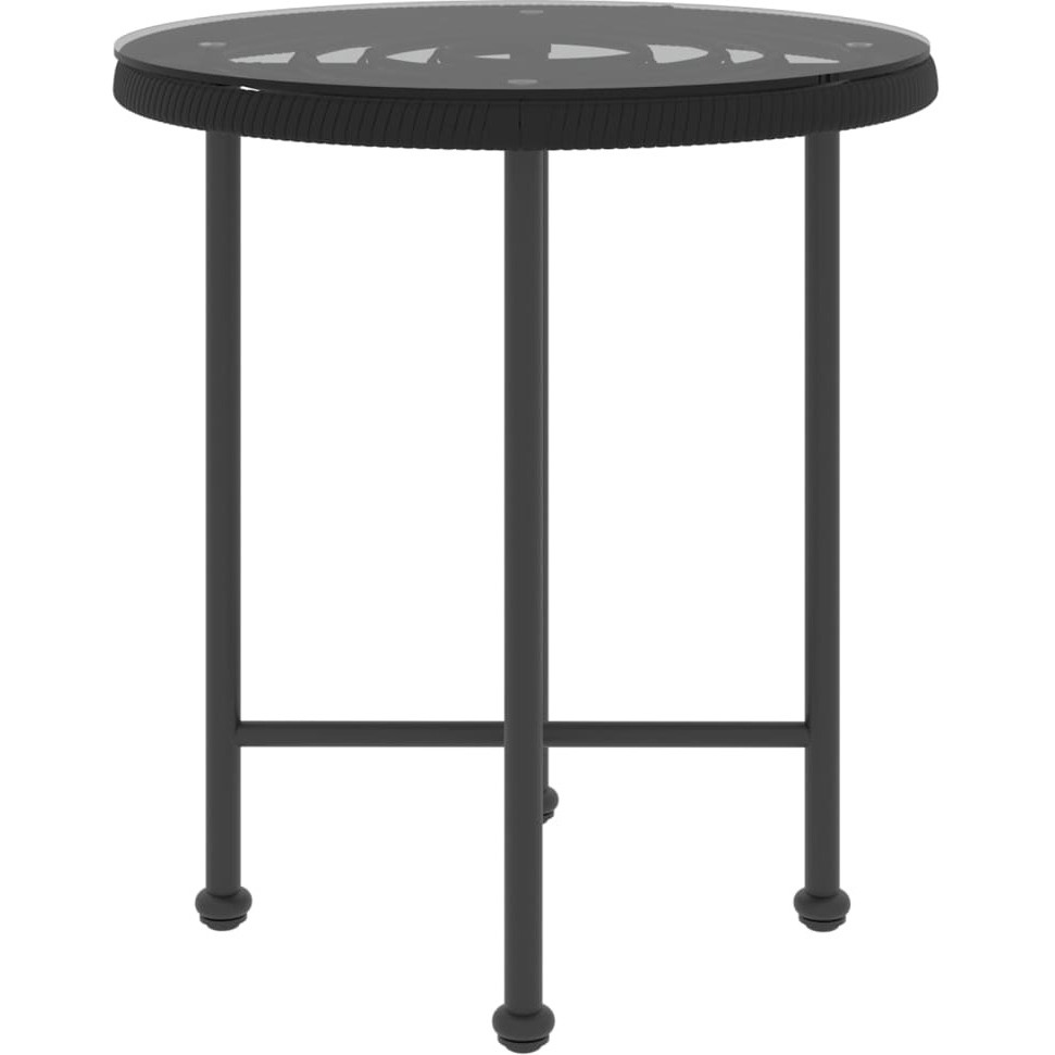 vidaXL Dining Table Black 19.7&quotTempered Glass and Steel