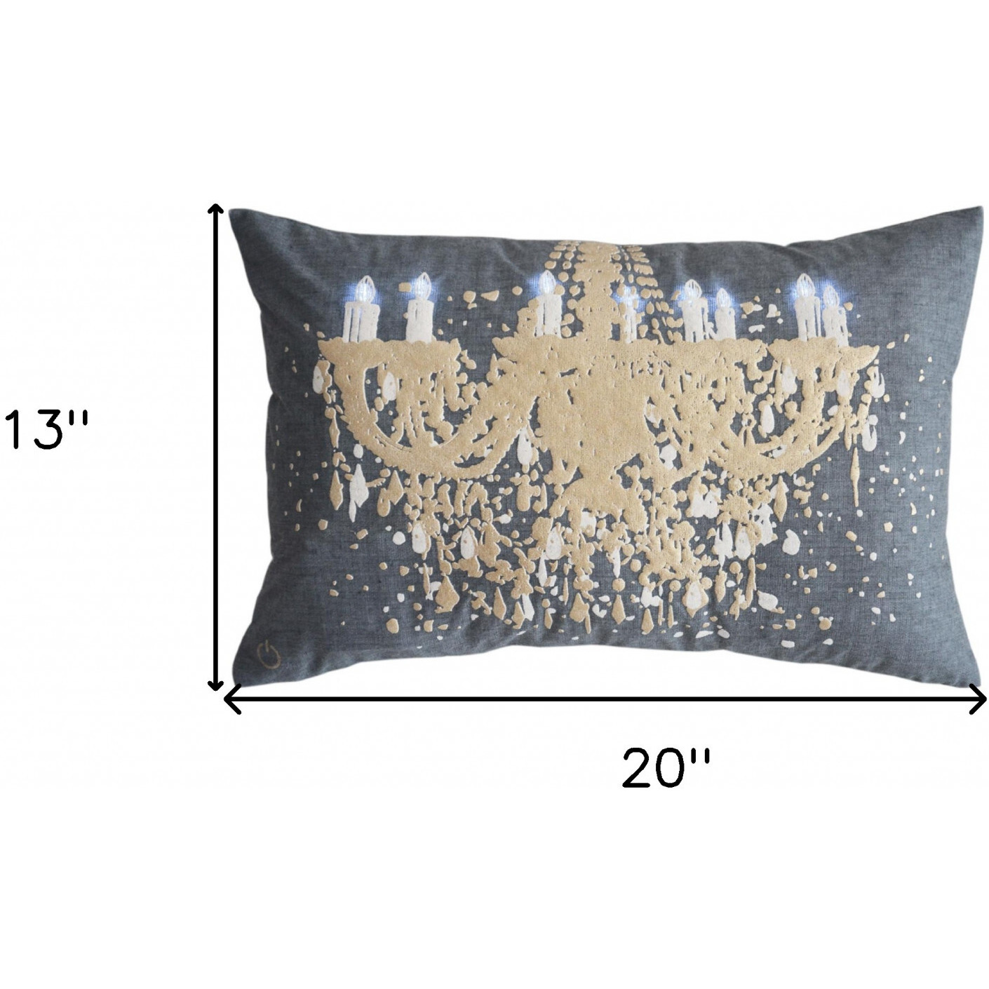 13" X 20" Grey And White Chandelier Zippered Polyester Throw Pillow