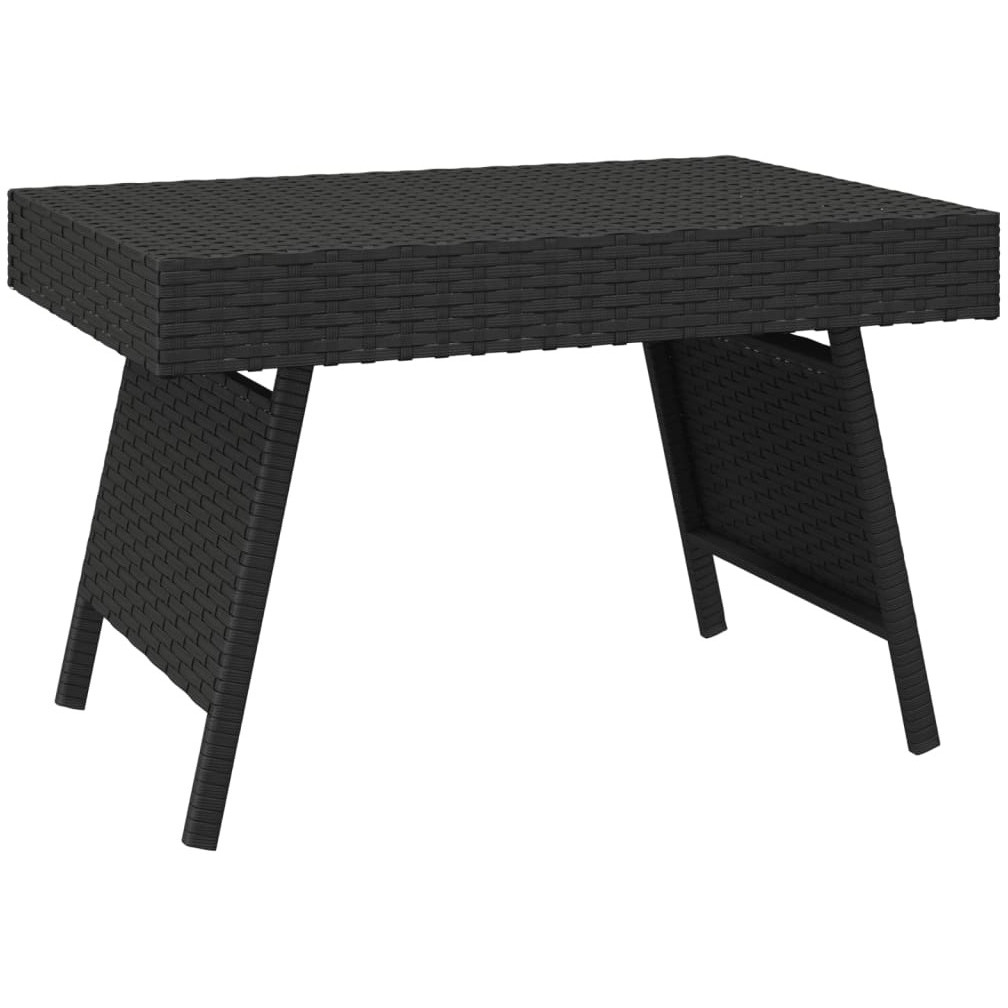 vidaXL Foldable Side Table Black 23.6&quotx15.7&quotx15" Poly Rattan