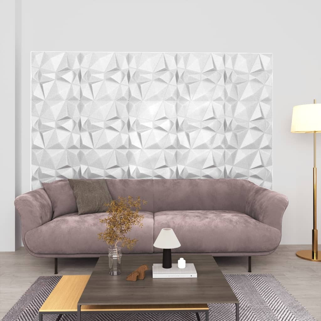 vidaXL 3D Wall Panels 12 pcs 19.7&quotx19.7" Diamond White 32.3 ft