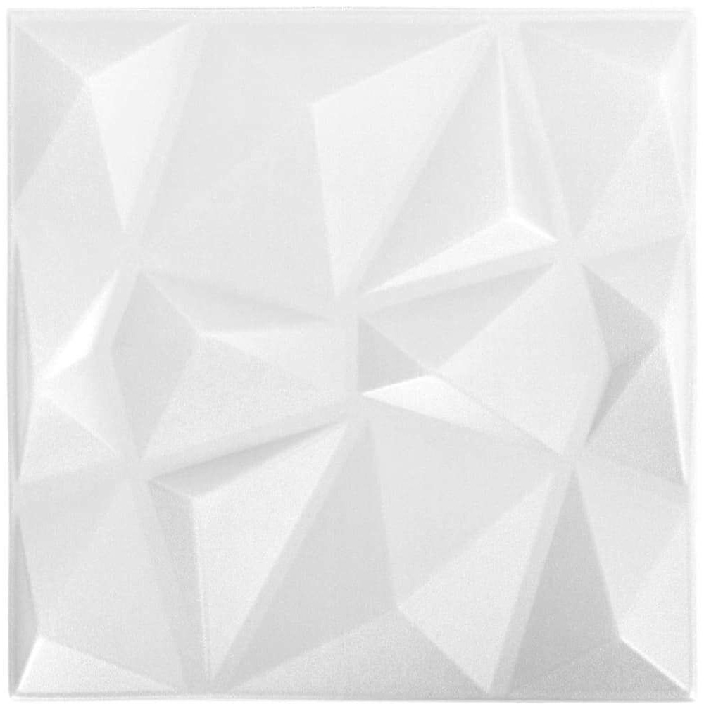 vidaXL 3D Wall Panels 12 pcs 19.7&quotx19.7" Diamond White 32.3 ft