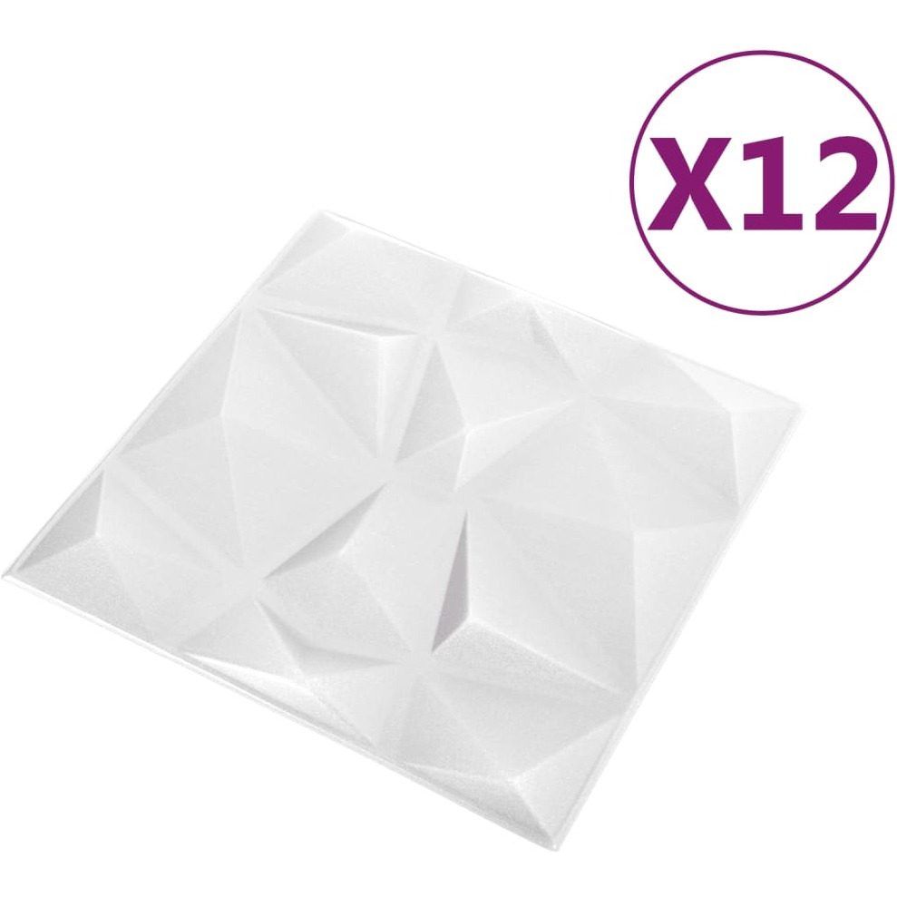 vidaXL 3D Wall Panels 12 pcs 19.7&quotx19.7" Diamond White 32.3 ft
