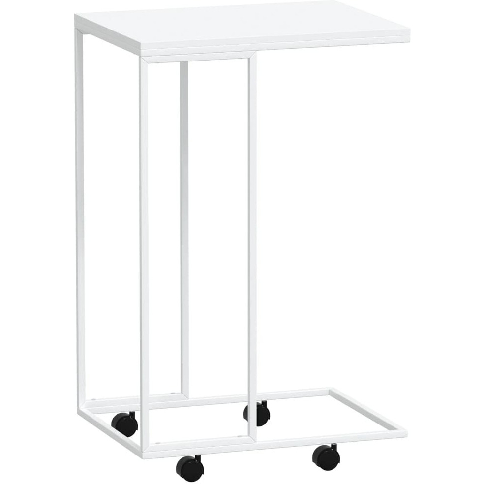 vidaXL Side Table with Wheels White 15.7&quotx11.8&quotx25" Engineered Wood