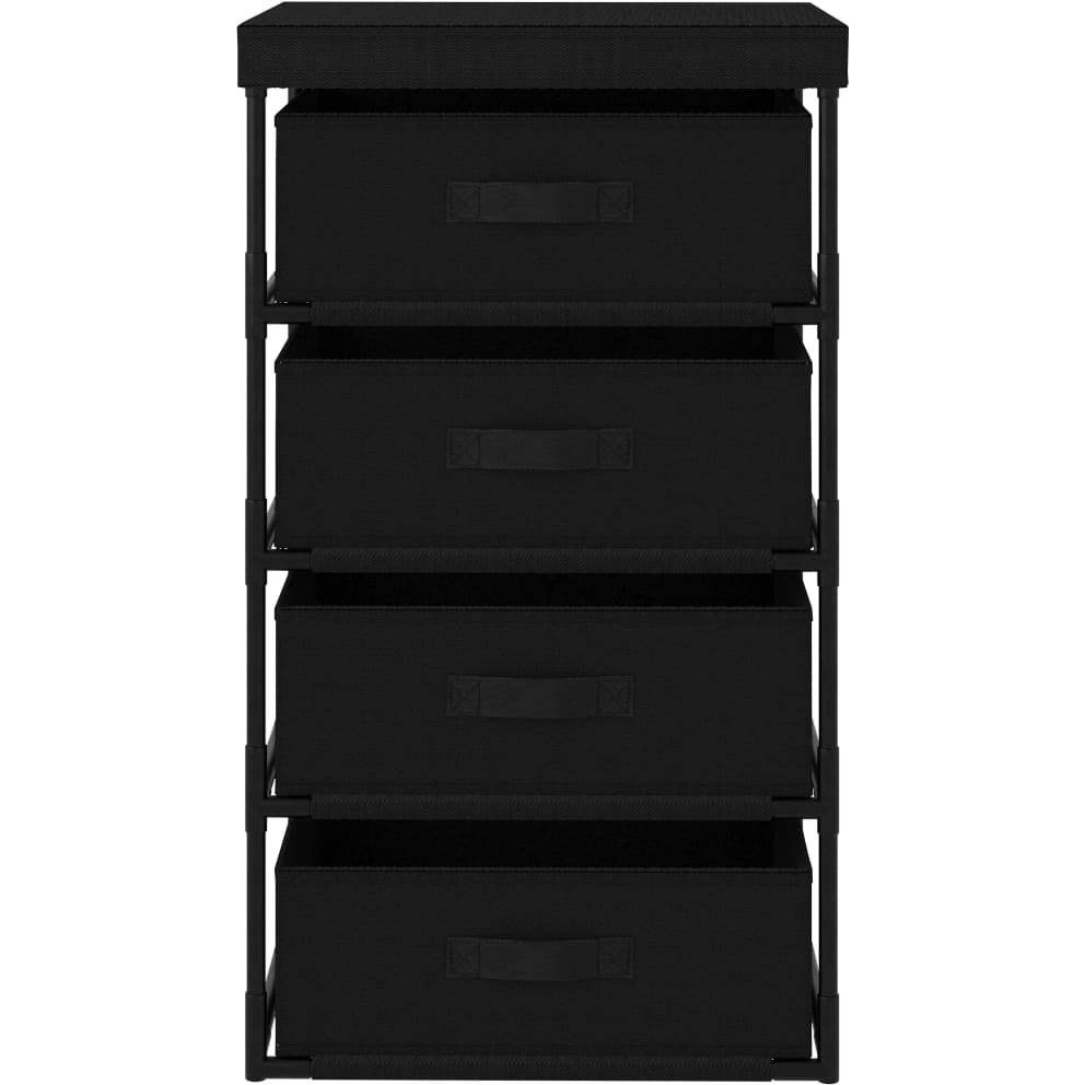 vidaXL Storage Rack with 4 Fabric Baskets Steel Black