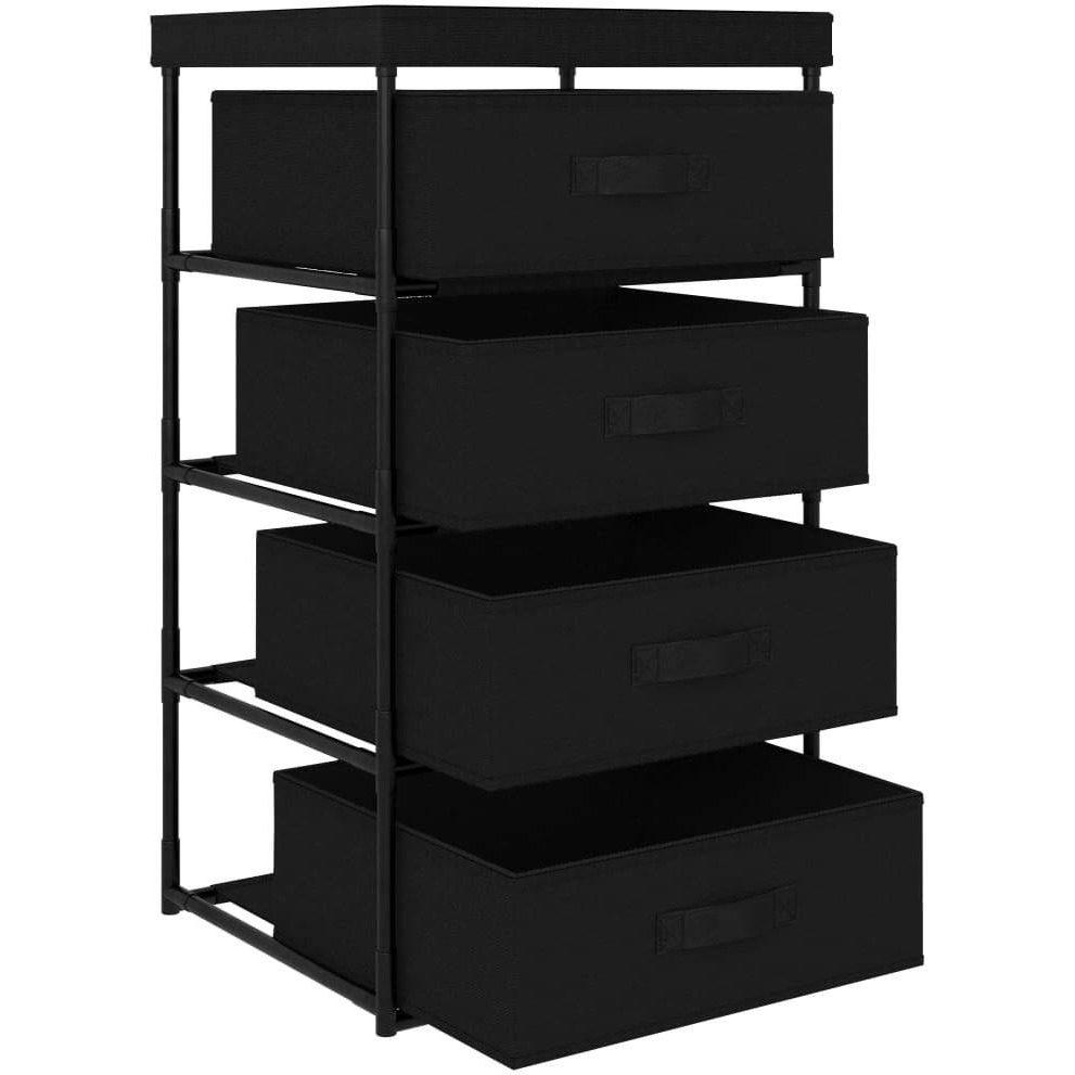 vidaXL Storage Rack with 4 Fabric Baskets Steel Black
