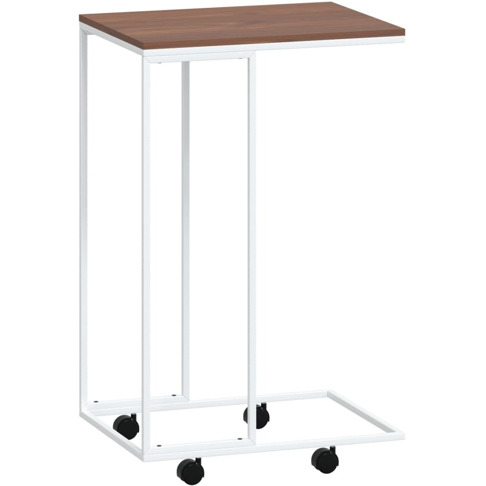 vidaXL Side Table with Wheels White 15.7&quotx11.8&quotx25" Engineered Wood