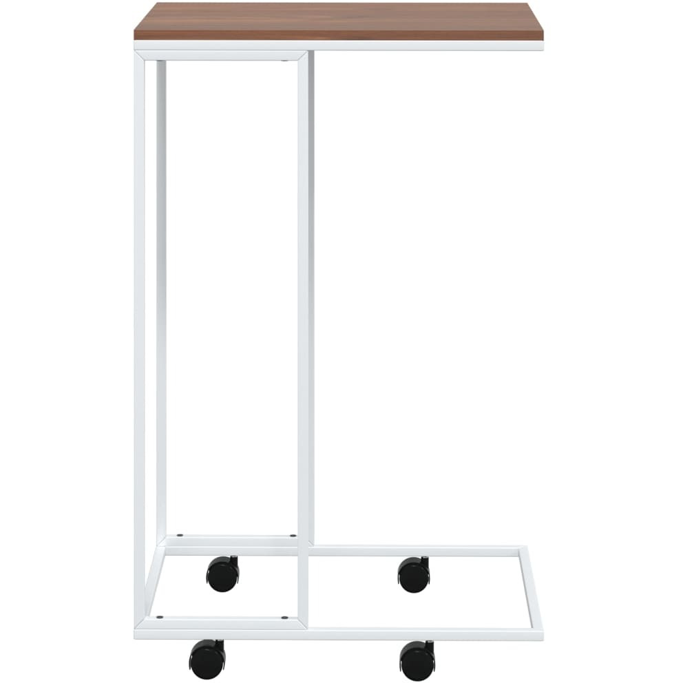 vidaXL Side Table with Wheels White 15.7&quotx11.8&quotx25" Engineered Wood