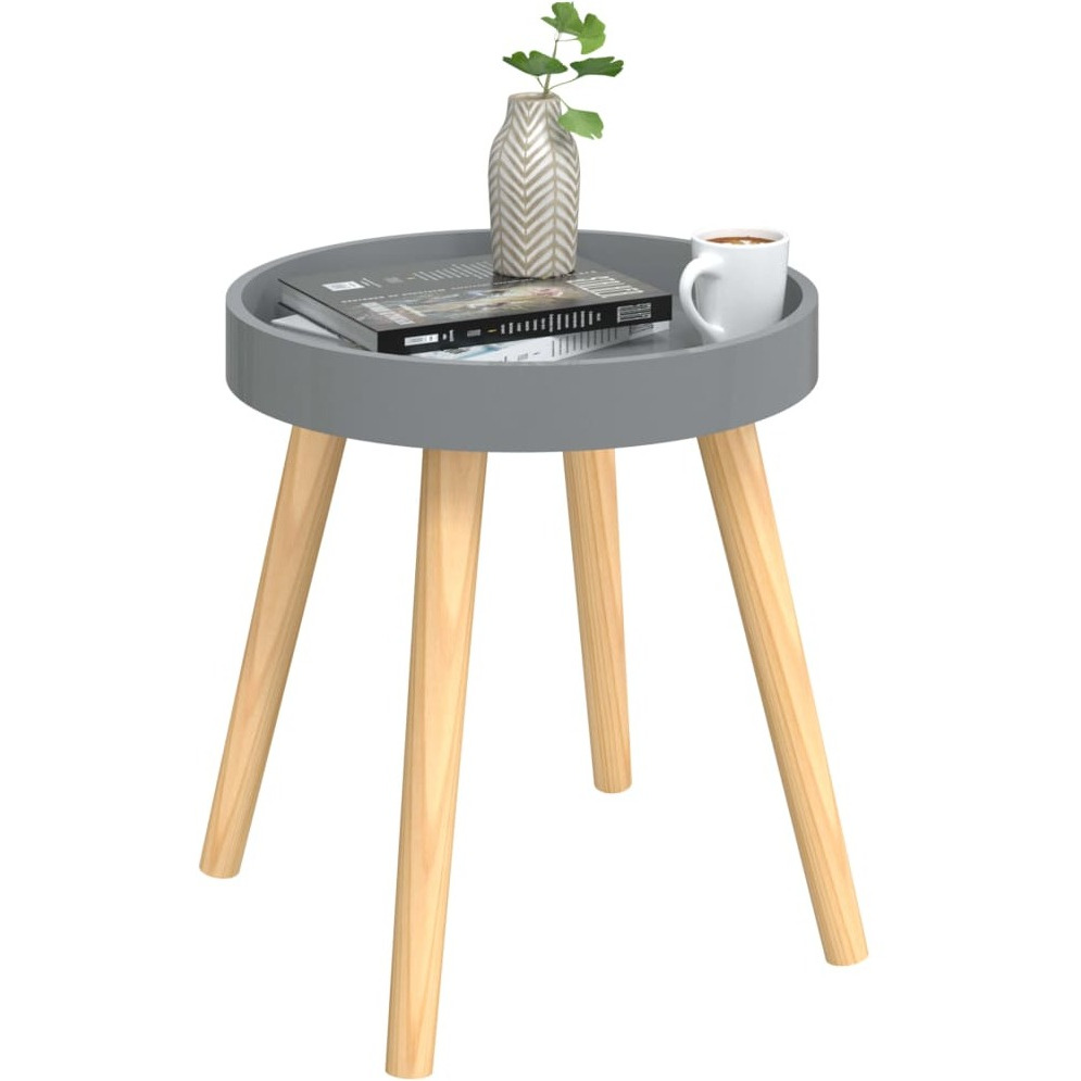 vidaXL Side Table Gray 15&quotx15&quotx15.7" Engineered Wood&Solid Wood Pine