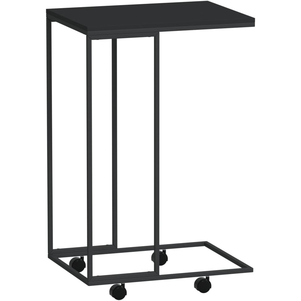 vidaXL Side Table with Wheels Black 15.7&quotx11.8&quotx25" Engineered Wood