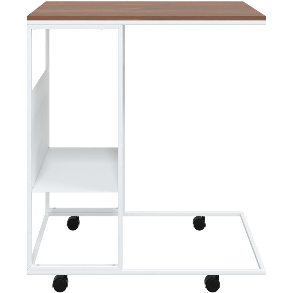 vidaXL Side Table with Wheels White 21.7&quotx14.2&quotx25" Engineered Wood