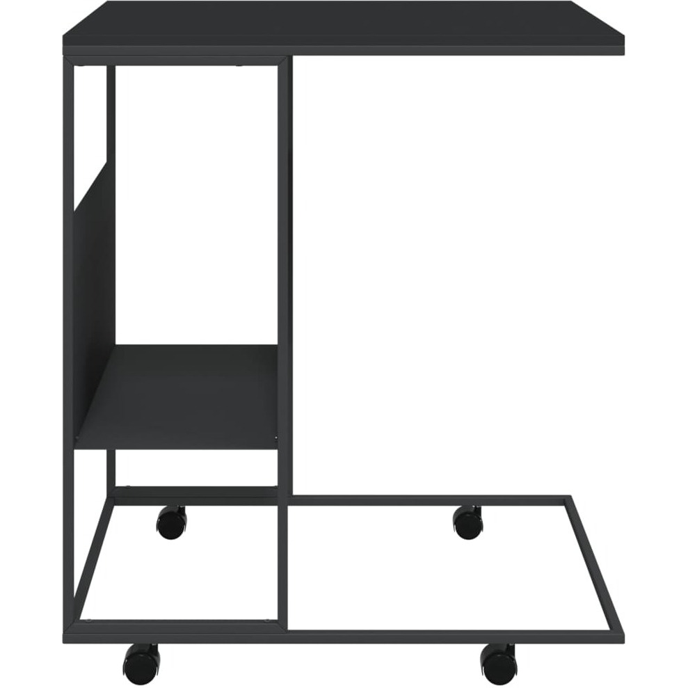 vidaXL Side Table with Wheels Black 21.7&quotx14.2&quotx25" Engineered Wood