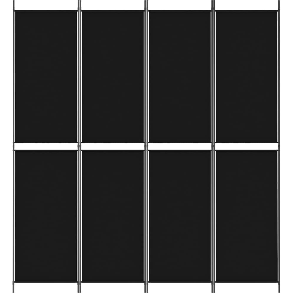 vidaXL 4-Panel Room Divider Black 78.7&quotx86.6" Fabric