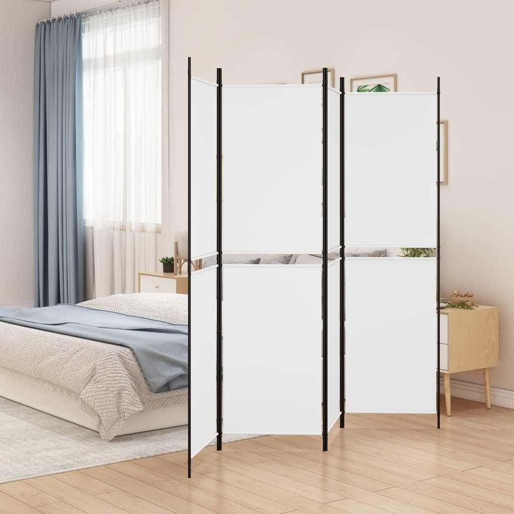 vidaXL 4-Panel Room Divider White 78.7&quotx78.7" Fabric