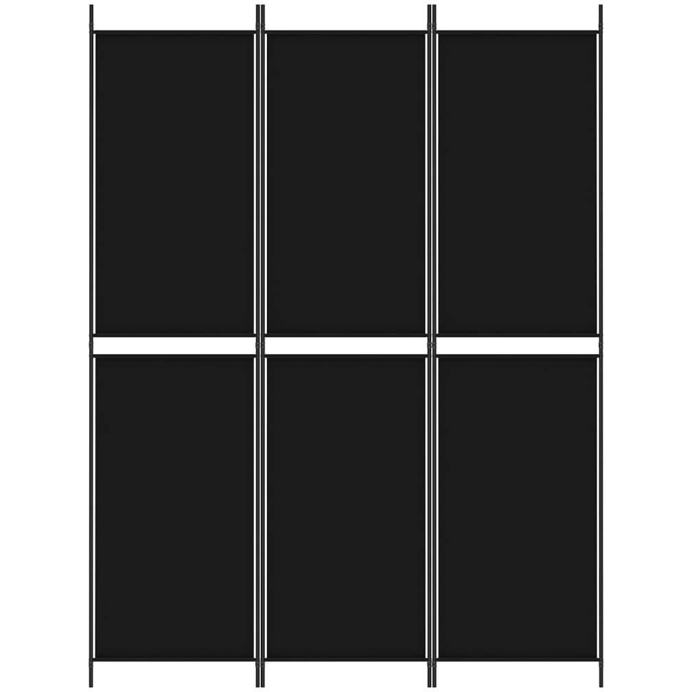 vidaXL 3-Panel Room Divider Black 59.1&quotx78.7" Fabric