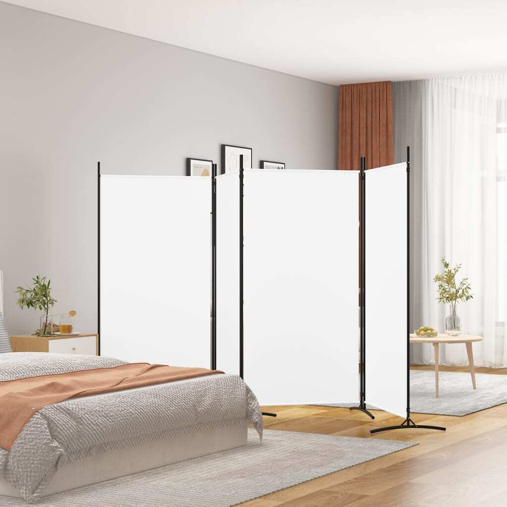 vidaXL 4-Panel Room Divider White 136.2&quotx70.9" Fabric