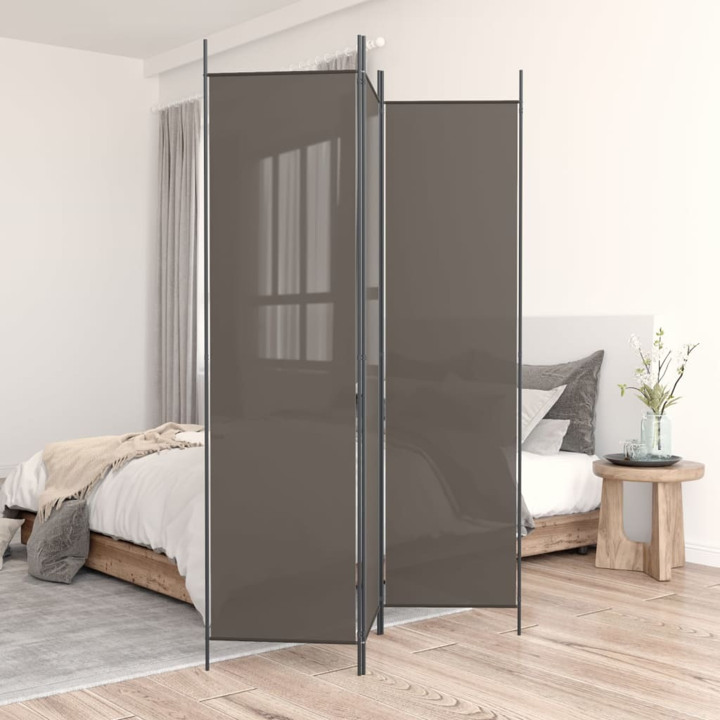 vidaXL 3-Panel Room Divider Anthracite 59.1&quotx86.6" Fabric