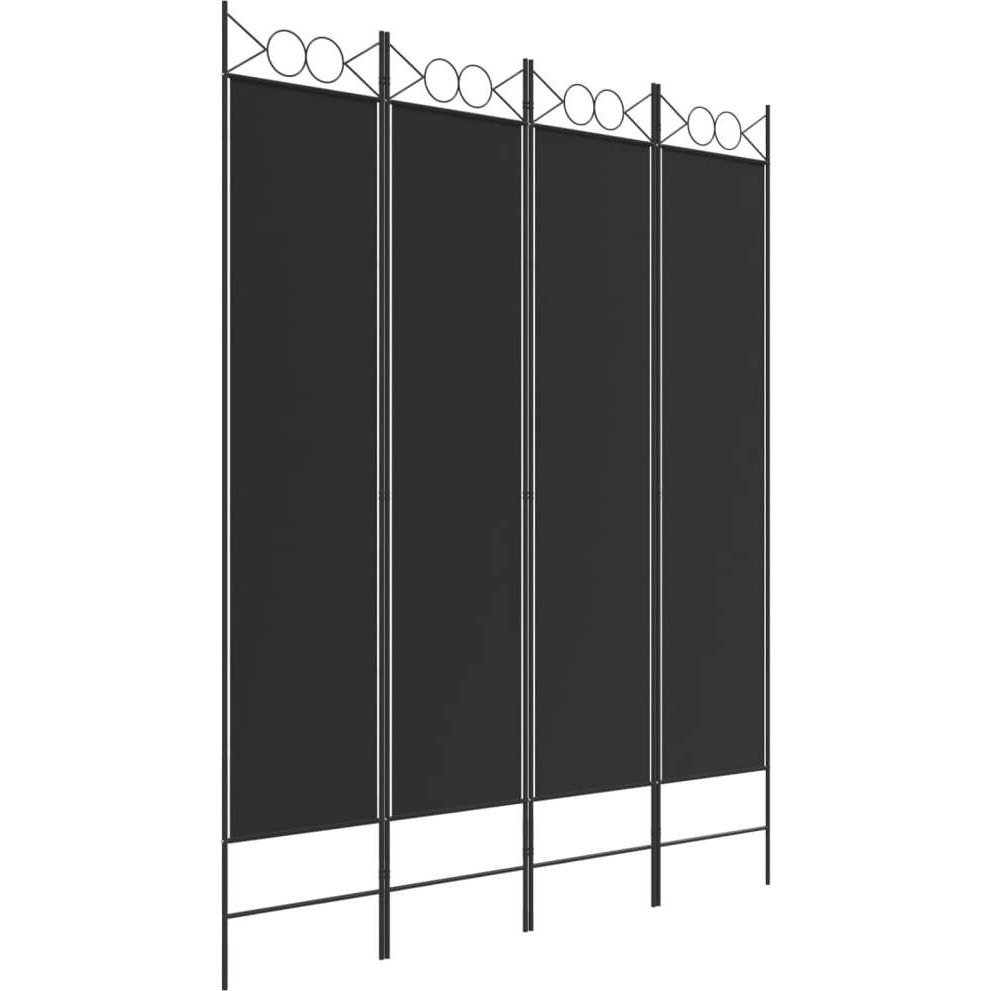 vidaXL 4-Panel Room Divider Black 63&quotx78.7" Fabric