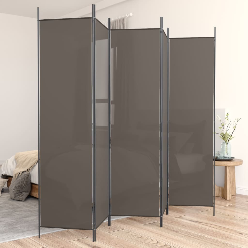 vidaXL 5-Panel Room Divider Anthracite 98.4&quotx78.7" Fabric