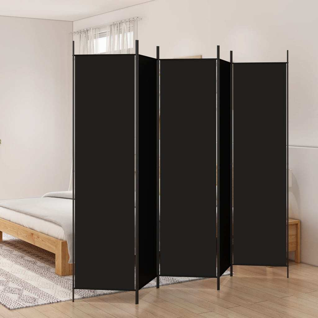 vidaXL 5-Panel Room Divider Black 98.4&quotx78.7" Fabric