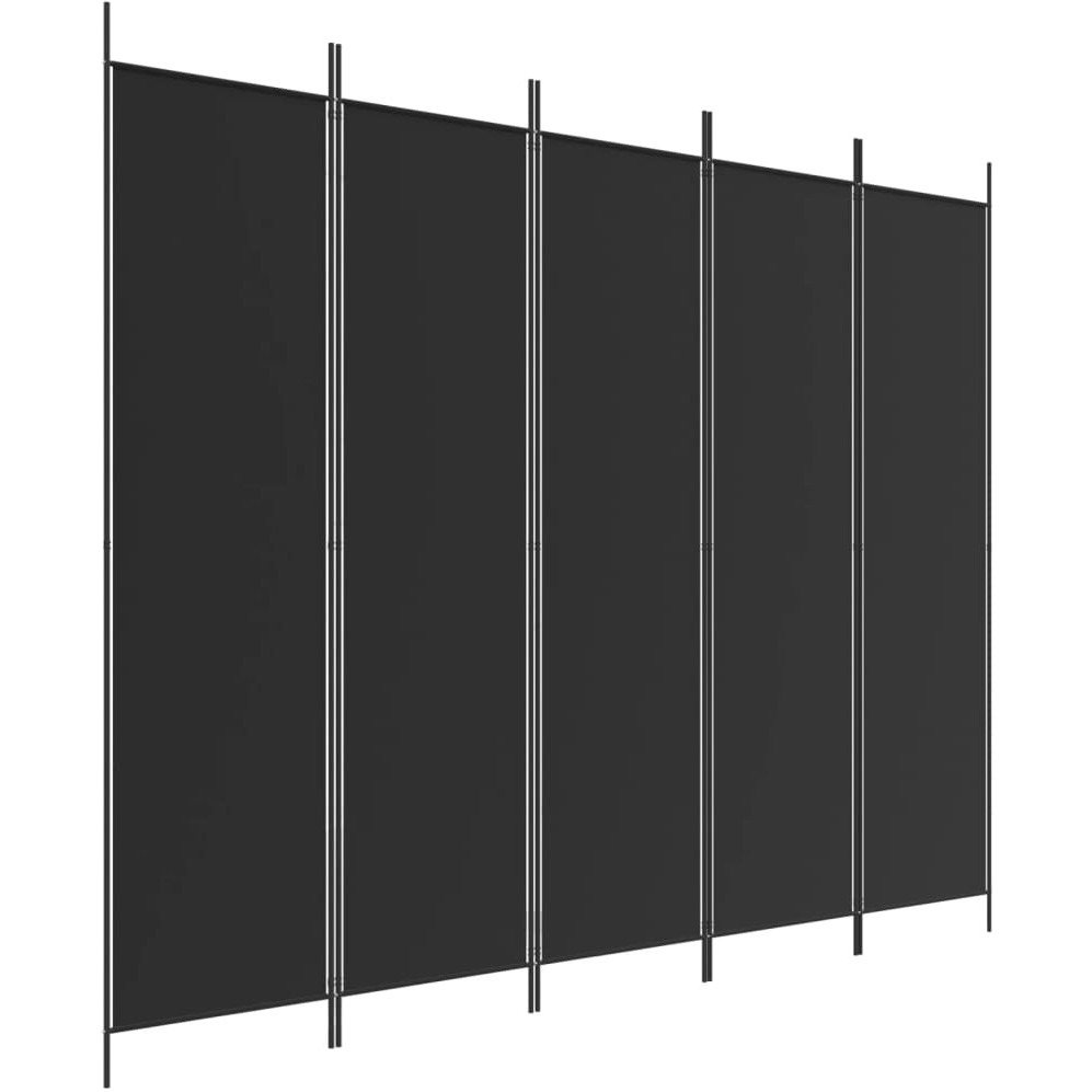 vidaXL 5-Panel Room Divider Black 98.4&quotx78.7" Fabric