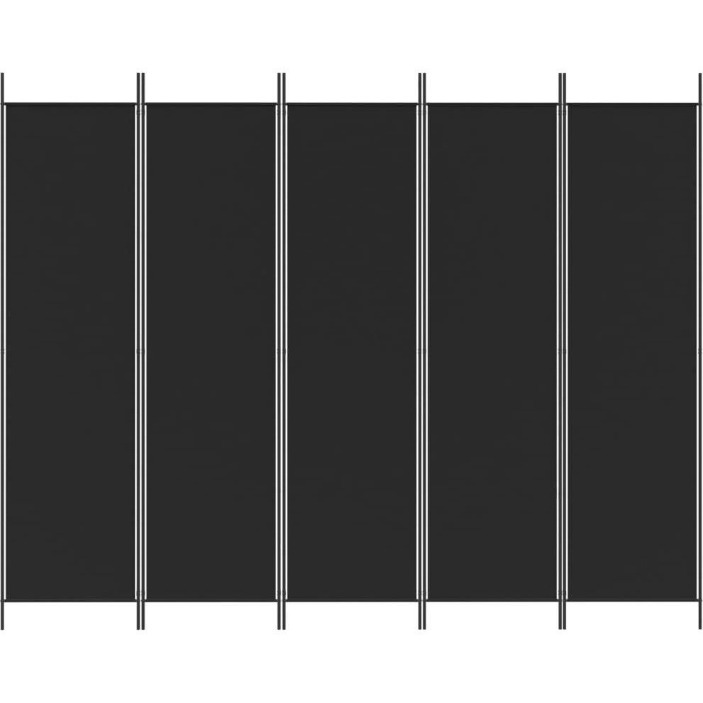 vidaXL 5-Panel Room Divider Black 98.4&quotx78.7" Fabric