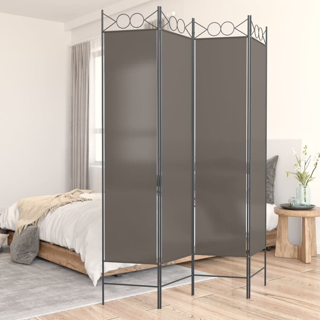 vidaXL 4-Panel Room Divider Anthracite 63&quotx86.6" Fabric