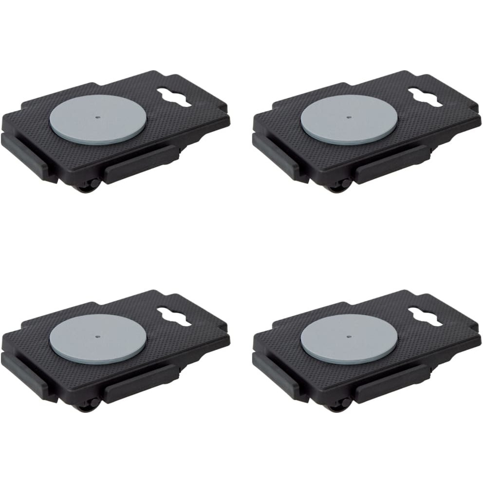 vidaXL Moving Dollies with 8 Wheels 4 pcs Black Polypropylene 330.7 lb