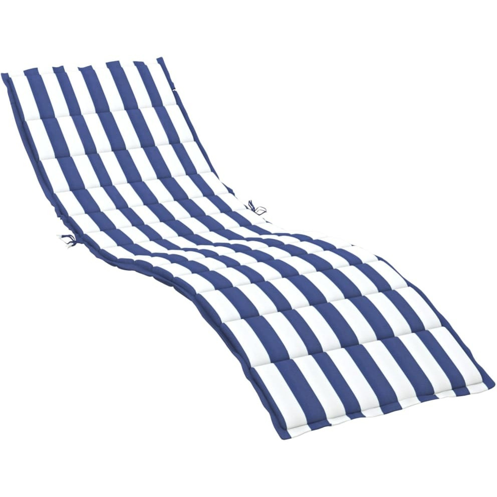 vidaXL Sun Lounger Cushion Blue&White Stripe Oxford Fabric