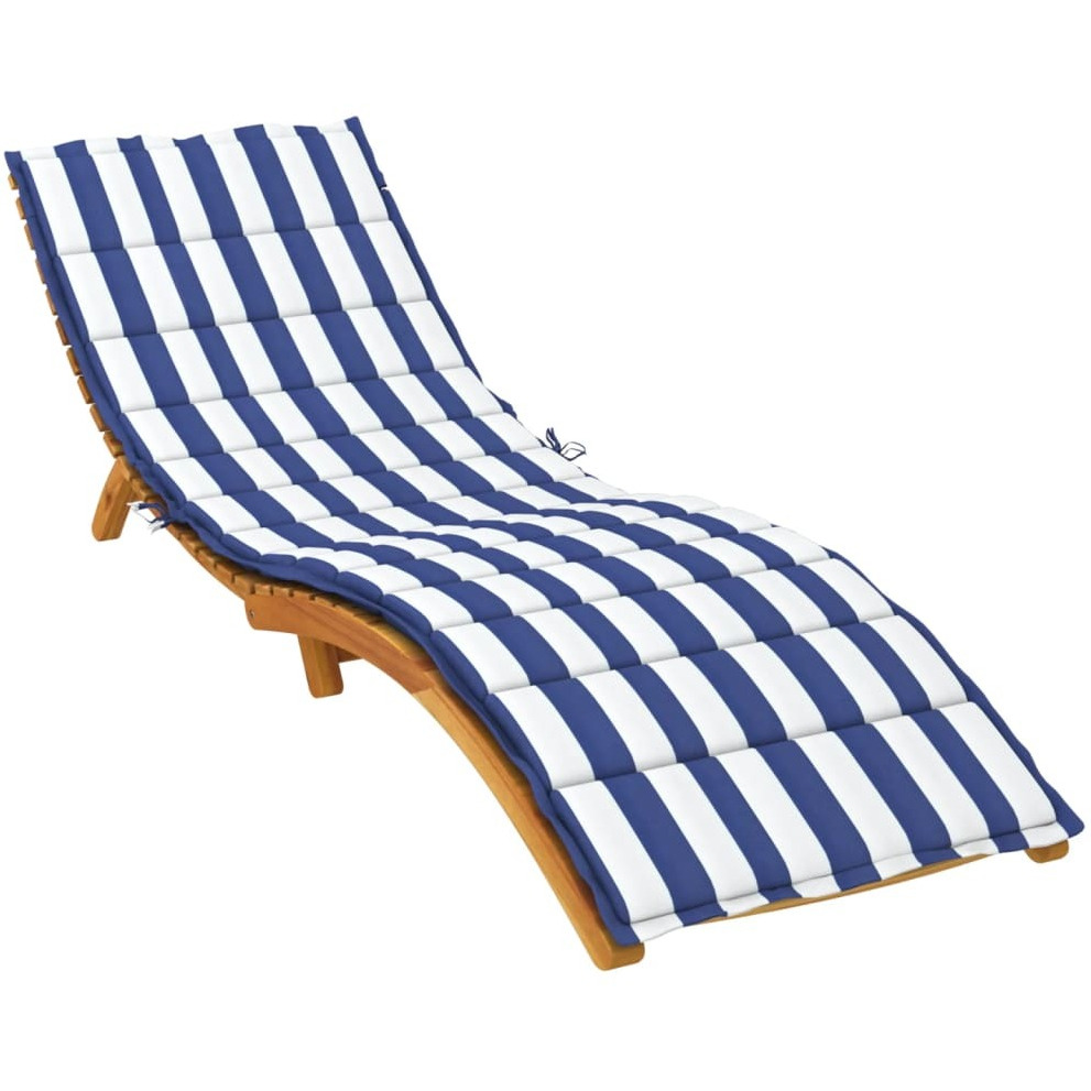 vidaXL Sun Lounger Cushion Blue&White Stripe Oxford Fabric