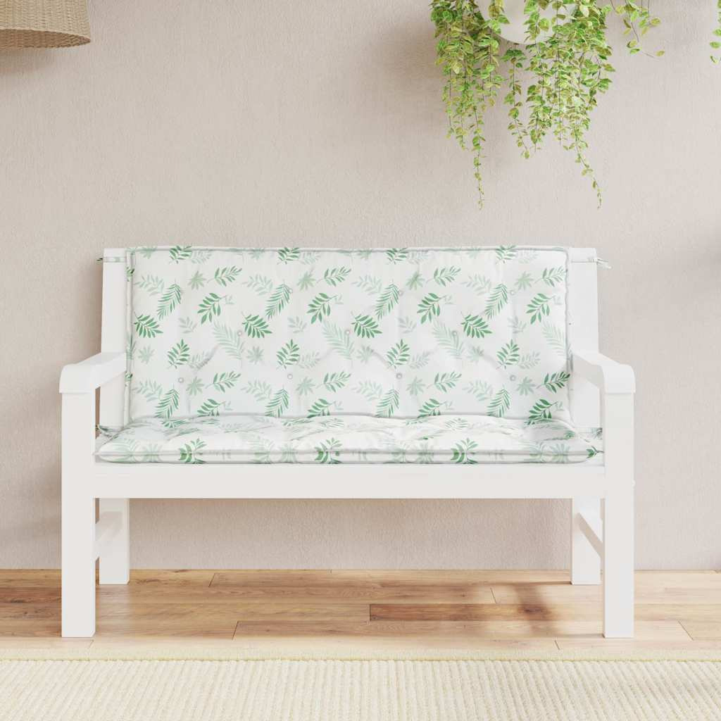 vidaXL Garden Bench Cushions 2pcs Leaf Pattern 47.2&quotx19.7&quotx2.8" Fabric