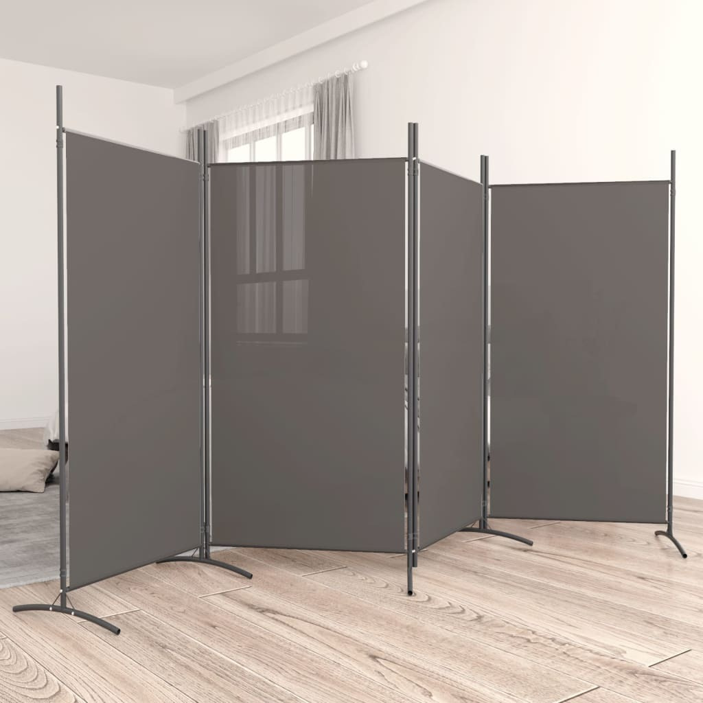 vidaXL 4-Panel Room Divider Anthracite 136.2&quotx70.9" Fabric