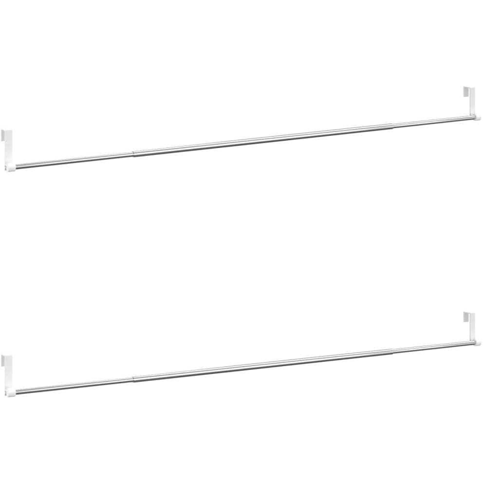 vidaXL Curtain Rails 2 Pcs White and Silver 35.4"-53.1" Aluminum