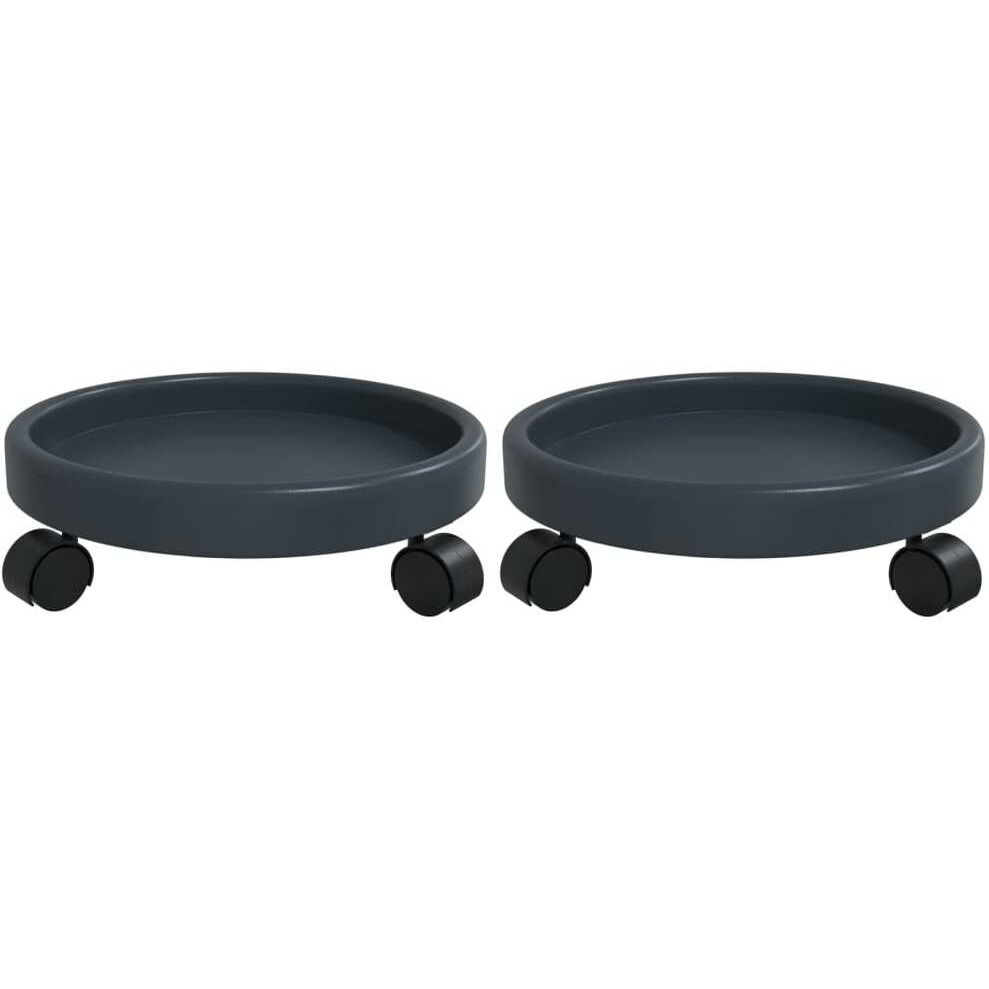 vidaXL Plant Trolleys with Wheels 2 pcs Gray Diameter 13.4" 77.2 lb