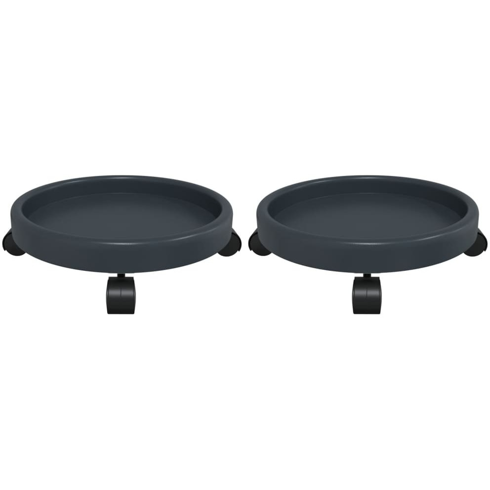 vidaXL Plant Trolleys with Wheels 2 pcs Gray Diameter 13.4" 77.2 lb