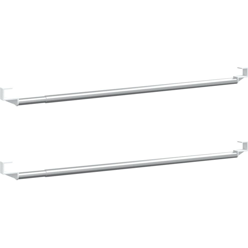vidaXL Curtain Rails 2 Pcs White and Silver 15.7"-23.6" Aluminum