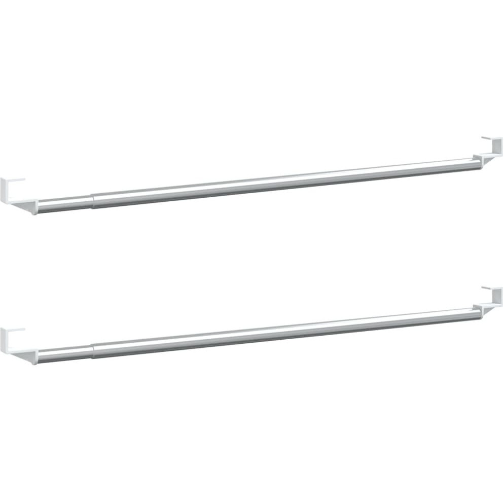 vidaXL Curtain Rails 2 Pcs White and Silver 23.6"-41.3" Aluminum