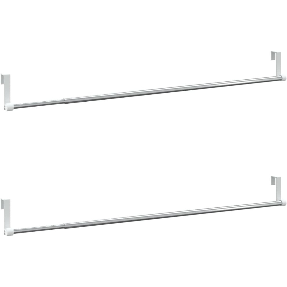 vidaXL Curtain Rails 2 Pcs White and Silver 23.6"-41.3" Aluminum