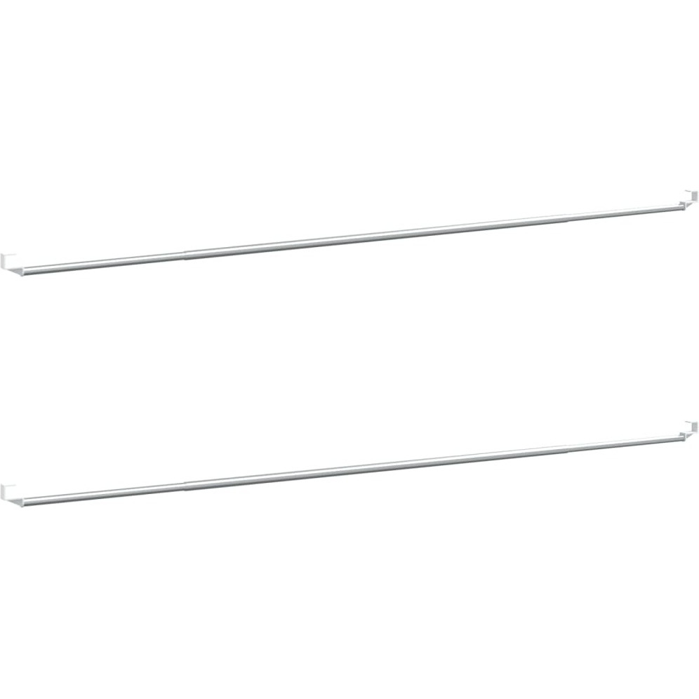 vidaXL Curtain Rails 2 Pcs White and Silver 35.4"-51.2" Aluminum