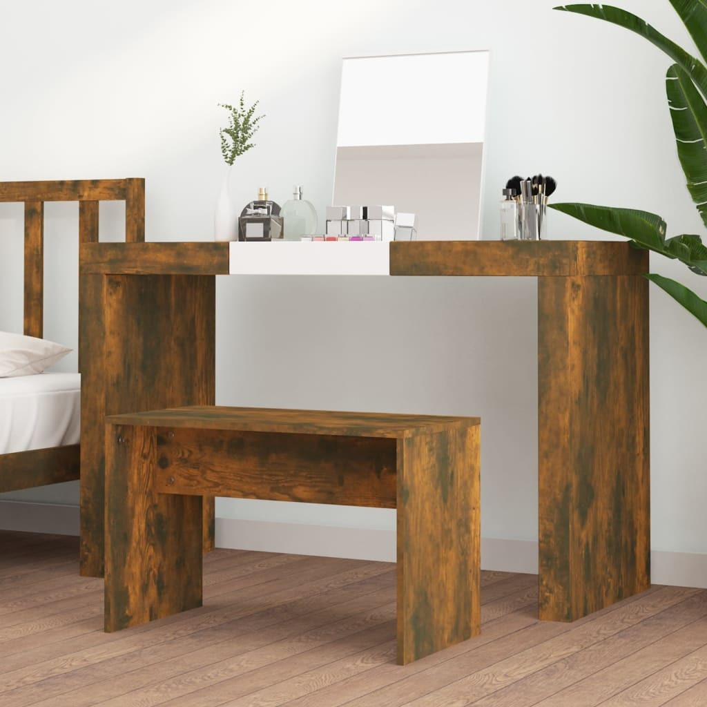 vidaXL Dressing Stool Smoked Oak 27.6&quotx13.8&quotx17.7" Engineered Wood