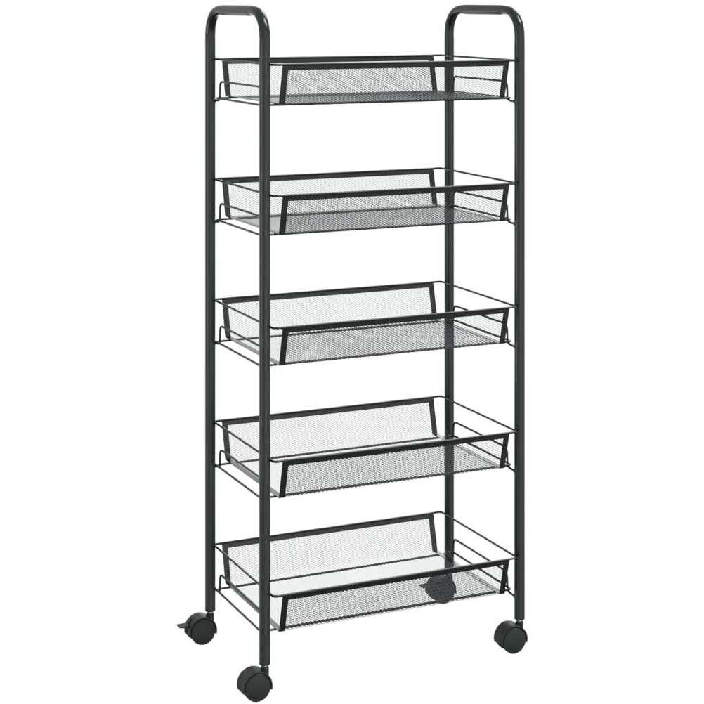 vidaXL 5-Tier Kitchen Trolley Black 18.1&quotx10.2&quotx41.3" Iron