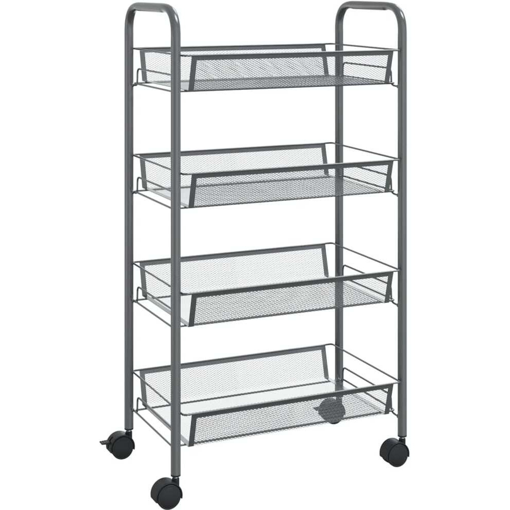 vidaXL 4-Tier Kitchen Trolley Gray 18.1&quotx10.2&quotx33.5" Iron