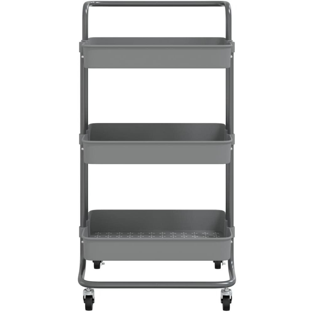 vidaXL 3-Tier Kitchen Trolley Gray 16.5&quotx13.8&quotx33.5" Iron and ABS
