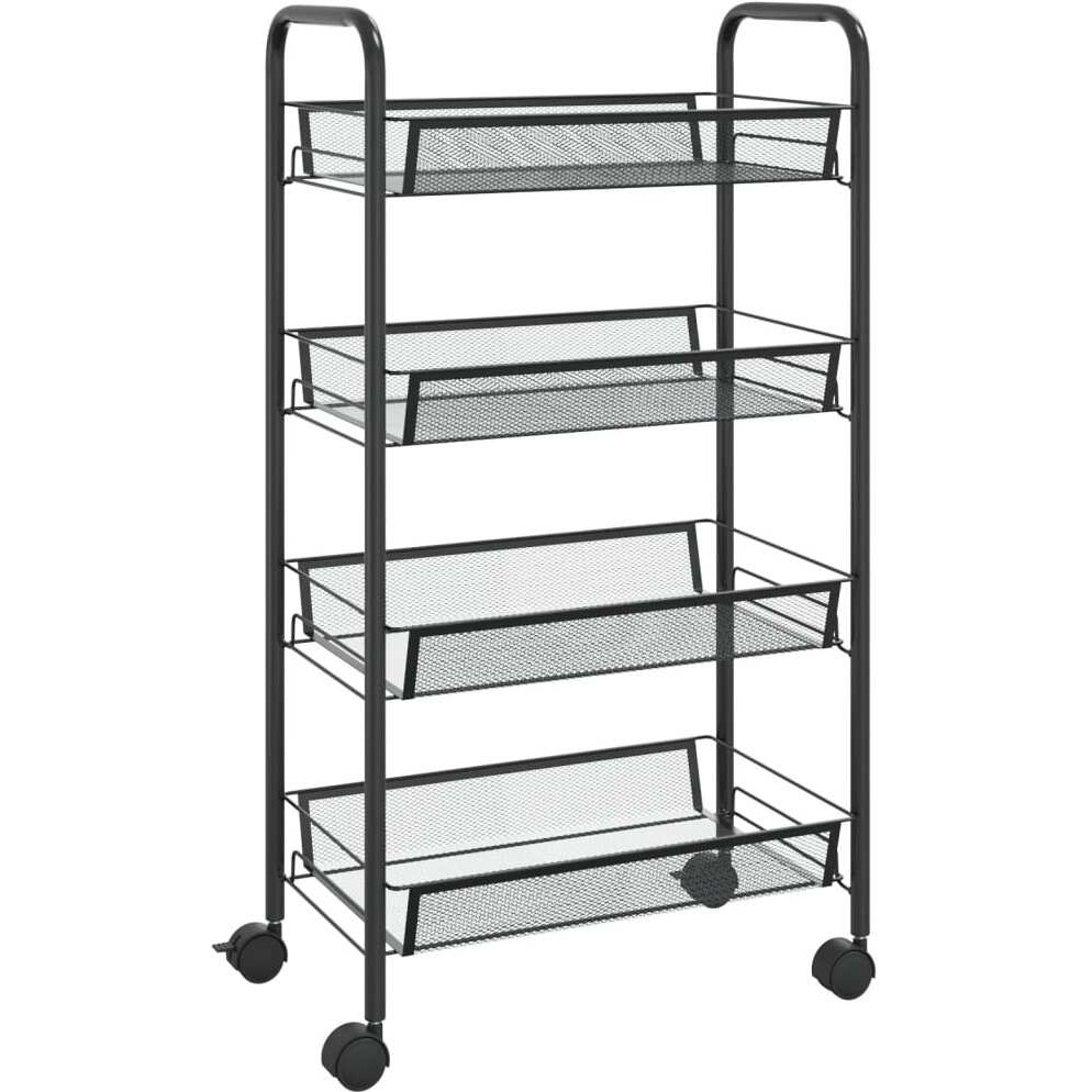 vidaXL 4-Tier Kitchen Trolley Black 18.1&quotx10.2&quotx33.5" Iron
