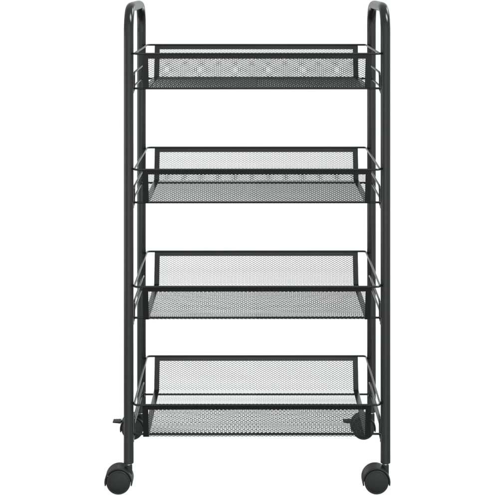 vidaXL 4-Tier Kitchen Trolley Black 18.1&quotx10.2&quotx33.5" Iron