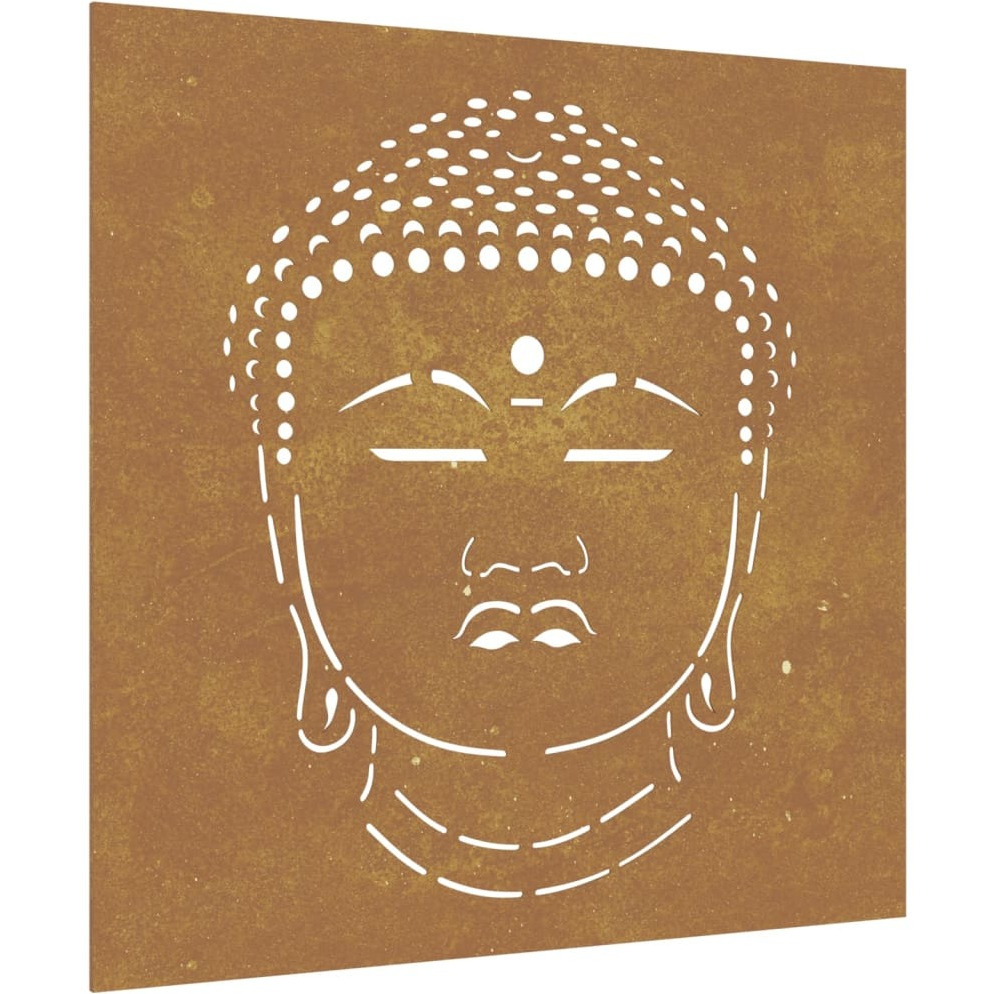vidaXL Patio Wall Decoration 21.7&quotx21.7" Corten Steel Buddha Head Design