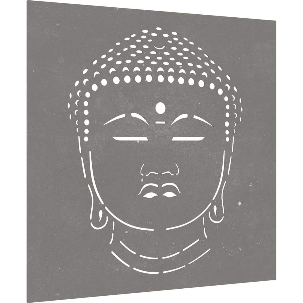 vidaXL Patio Wall Decoration 21.7&quotx21.7" Corten Steel Buddha Head Design