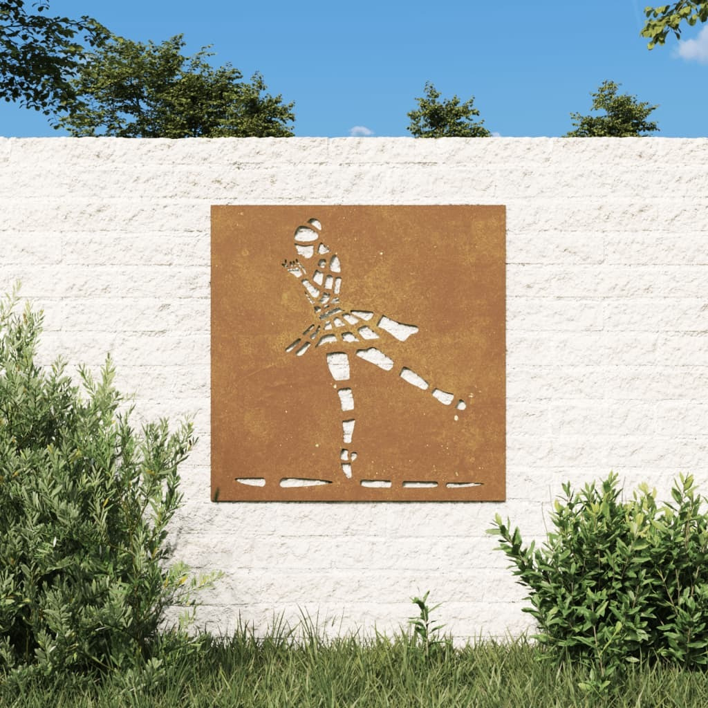 vidaXL Patio Wall Decoration 21.7&quotx21.7" Corten Steel Ballet Dancer Design
