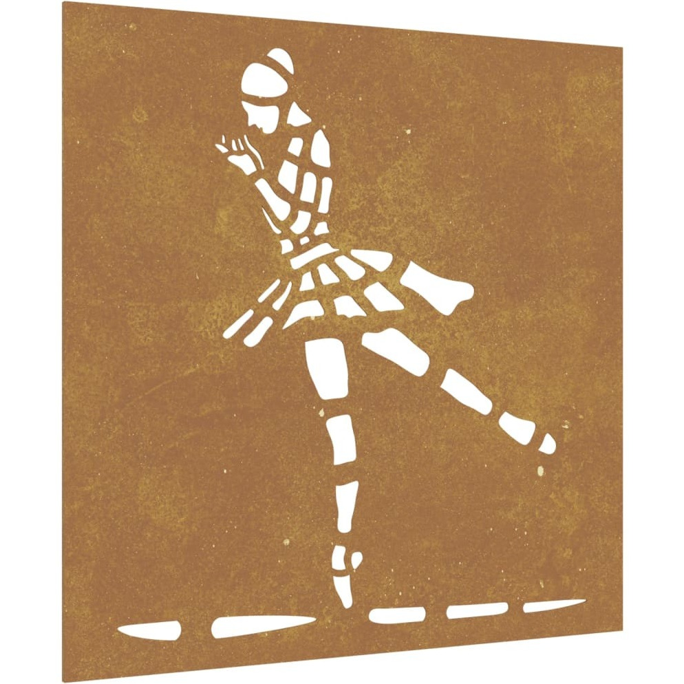 vidaXL Patio Wall Decoration 21.7&quotx21.7" Corten Steel Ballet Dancer Design